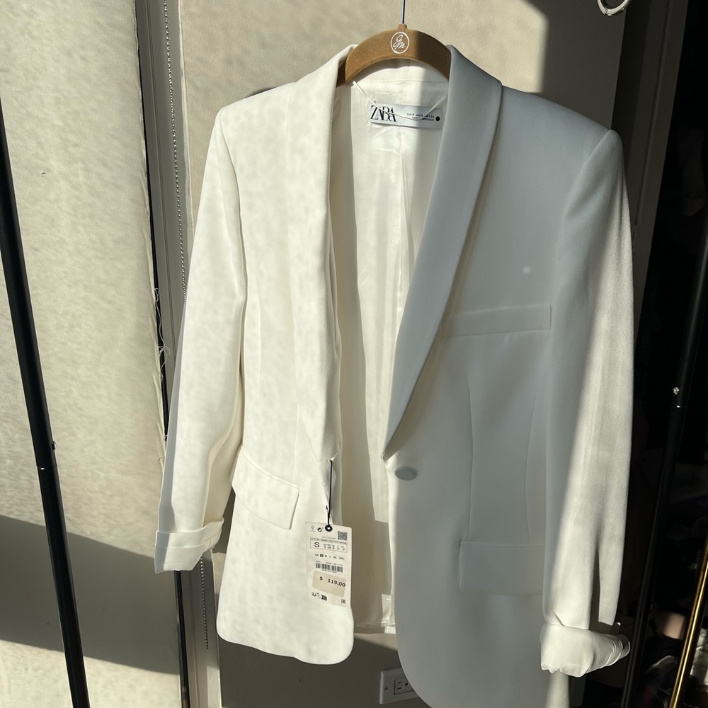 NWT Zara White Tuxedo Blazer